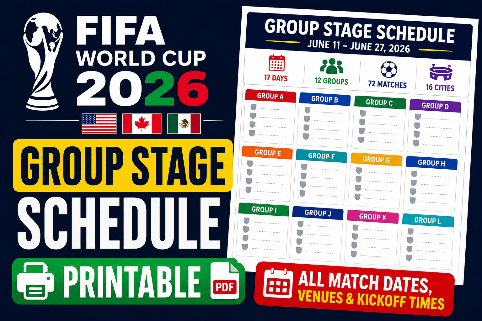 FIFA World Cup 2026 Group Stage Schedule