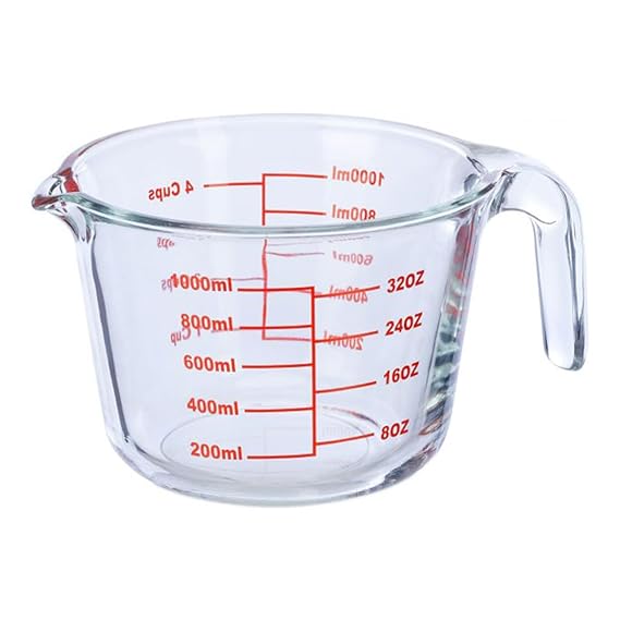 Glass Measuring Cup 1000ml For Kitchen And Baking Use
