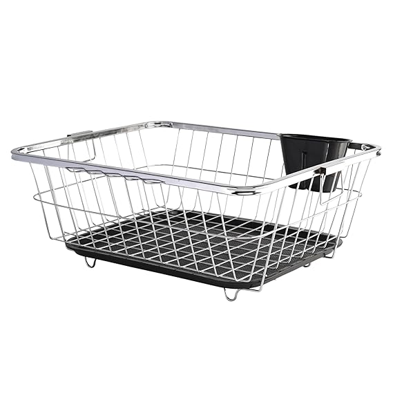 Stainless Steel Dish Rack With Tray And Spoon Holder