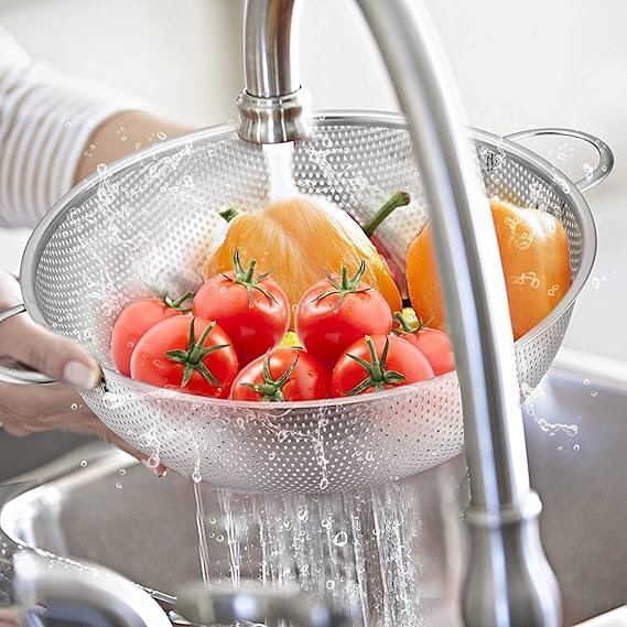 Stainless Steel Colander For Washing Fruits And Straining