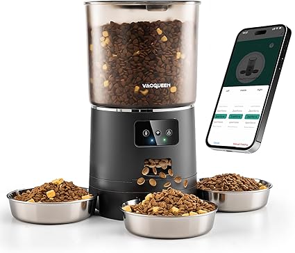 Automatic Cat Feeder For 3 Cats Smart Wifi Food Dispenser With Voice Recorder And Anti Jam Design