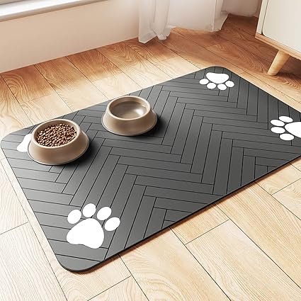 Pet Feeding Mat With Waterproof Rubber Backing For Dogs And Cats