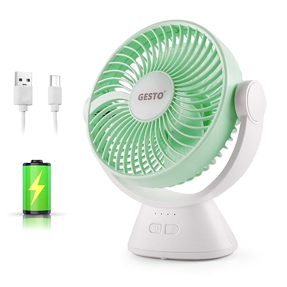 7 8 Inch Rechargeable Table Fan With Led Light And 2400mah Battery