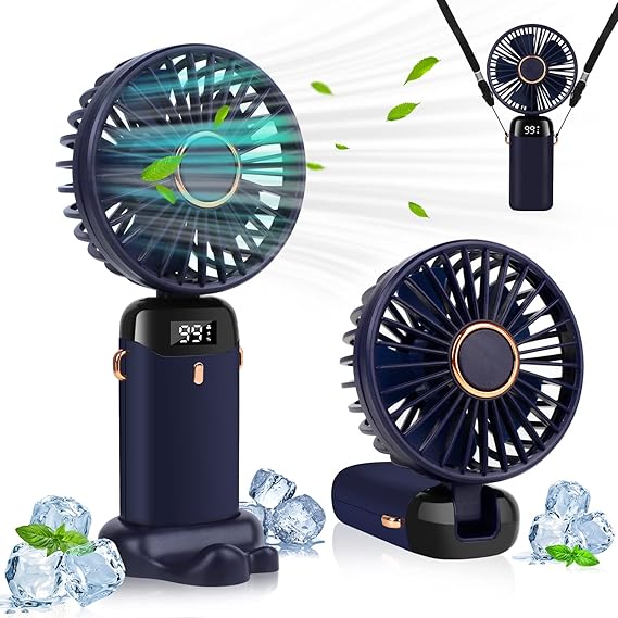 Portable Handheld Fan 4000mah Rechargeable Mini Usb Fan With 5 Speeds And Digital Display