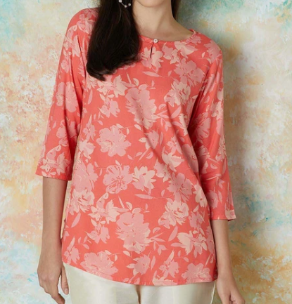 Pink Coral Printed Straight Kurti