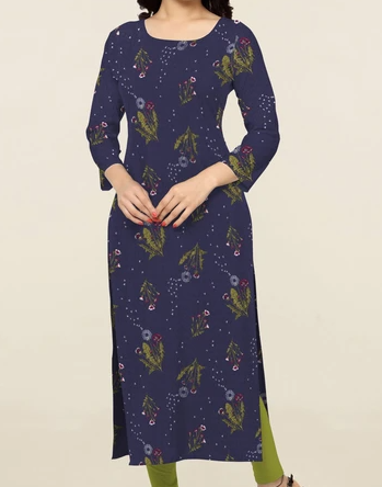 Stylish Navy Blue Printed Kurta